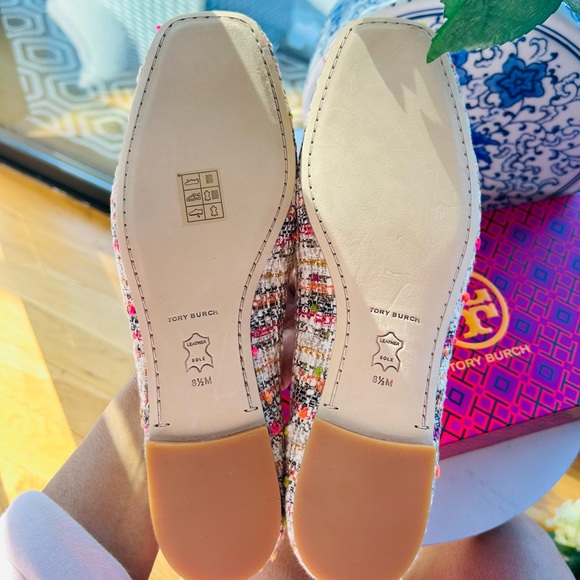NWT - TORY BURCH GEORGIA BALLET MULTI TWEED FLAT - PINK/ORANGE - SIZE 8.5 - Picture 2 of 9